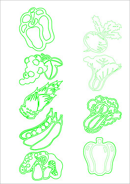 綠色蔬菜白描矢量素材