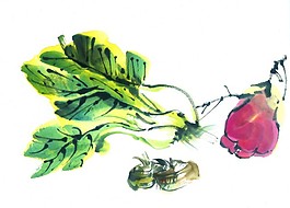 水墨畫蔬菜