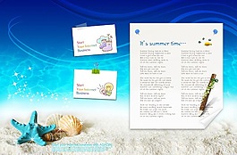 海灘上的海星和信紙