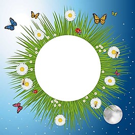 創(chuàng)意綠色蝴蝶太陽(yáng)邊框