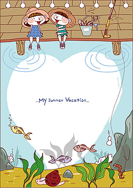 小孩釣魚