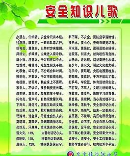 安全知識兒歌展板圖片