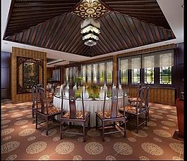中式餐廳模型圖片