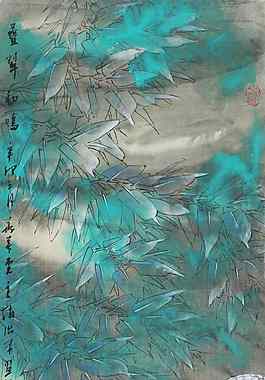 疊翠和鳴工筆畫