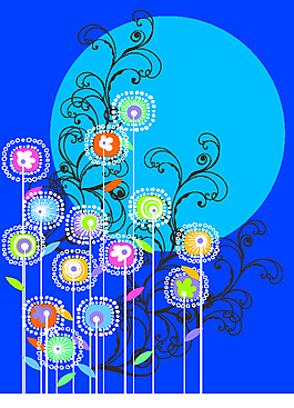 矢量手绘欧式太阳花