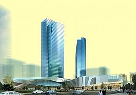 大型商務(wù)區(qū)建筑模型圖片