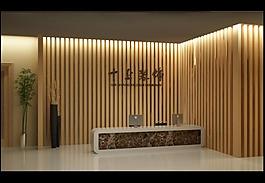办公空间接待大厅模型（附带灯光材质贴图）图片