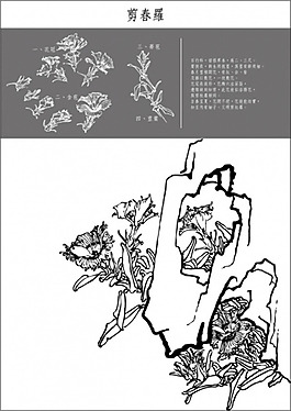 矢量白描剪罗春