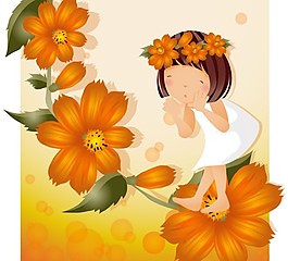 女孩和花