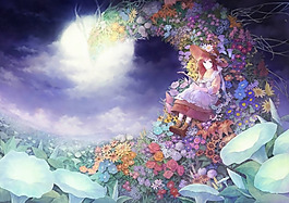高清動漫唯美月下童話少女