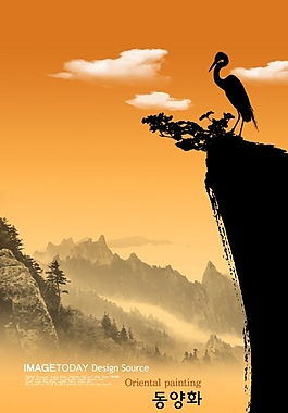 墨染黃昏山色圖片素材