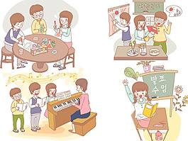 韓國矢量兒童教學(xué)插畫