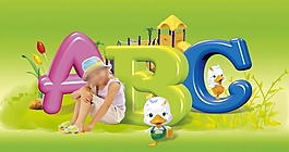 兒童學英語ABC背景圖片素材