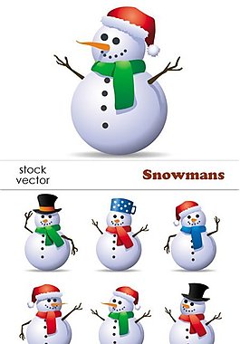 圣誕節(jié)可愛雪人矢量素材