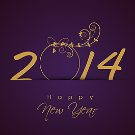 紫色2014新年海報矢量素材