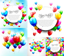 彩色氣球裝飾文本背景矢量素材