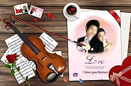 浪漫結婚照片模板圖片素材