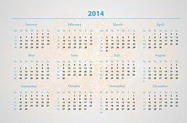 2014年年歷模板圖片