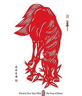 剪纸马图片