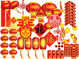 新年大紅燈籠素材圖片