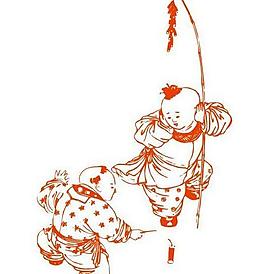 新年矢量小孩放鞭炮圖片