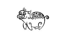 鏤空花紋動物豬