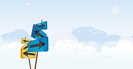 天空中的指示牌矢量素材