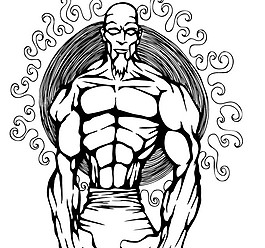 漫畫風(fēng)格的功夫老人矢量素材