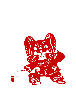 炮竹小孩剪紙