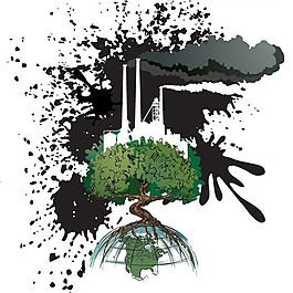 一款反應環境污染主題的插畫矢量素材