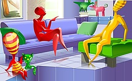 另類家庭人物插畫矢量素材