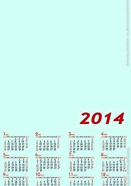 2014年歷日歷素材圖片