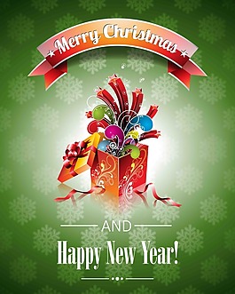 綠色圣誕節(jié) 新年快樂(lè)海報(bào)源文件