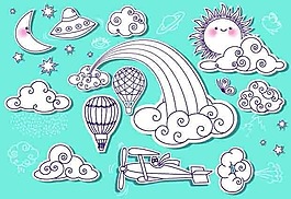 卡通天气手绘图标