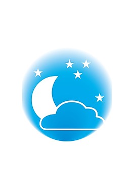 標誌滿天星光下的月和雲