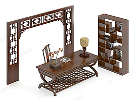 書房桌椅模型