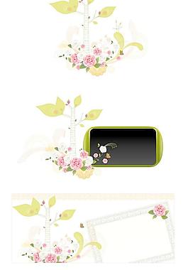 潮流花紋小鳥播放器矢量圖
