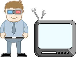 3D電視商業(yè)漫畫矢量