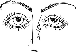 概述了素描的卡通眼睛矢量插畫