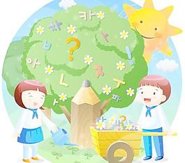 校園小學(xué)生矢量圖31