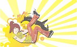時尚女人與花紋矢量圖26