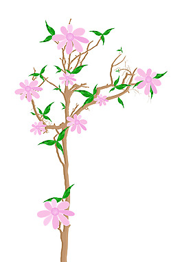 粉紅色的花植物插圖