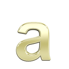 一个小写字母从闪亮的金色字母集