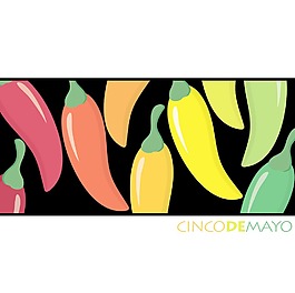 Feliz Cinco de Mayo（幸福5月第五）矢量格式的辣椒卡