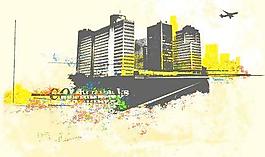 潮流城市建筑插畫矢量圖009