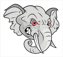 憤怒的大象吉祥物插畫矢量