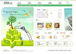 绿色网站模板韩国psd