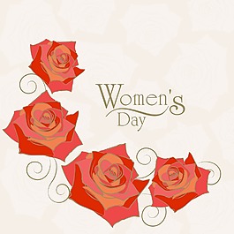 三八婦女節(jié)賀卡或海報(bào)設(shè)計(jì)與紅玫瑰在抽象的棕色背景