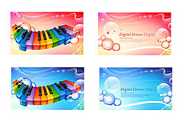 鋼琴按鈕夢幻背景矢量素材