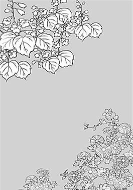 大叶子小碎花矢量素材